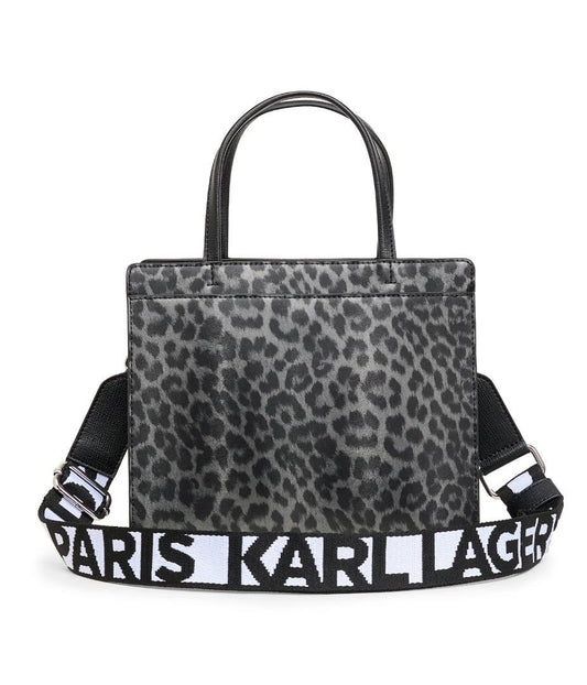 Karl Lagerfeld Paris Maybelle Satchel In Black/grey Leopard