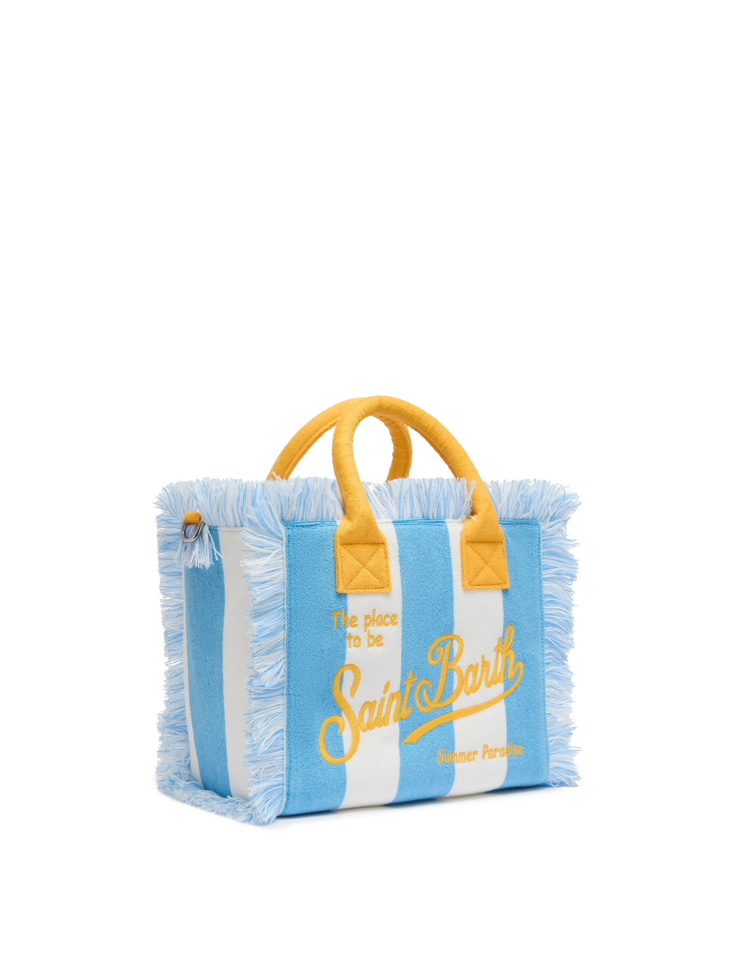 MC2 SAINT BARTH COLETTE SPONGE LIGHT BLUE STRIPED TERRY HANDBAG