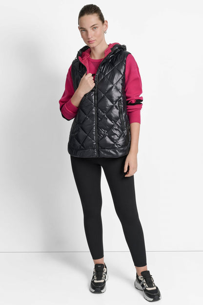 DKNY QUILTED HOODED VEST size M