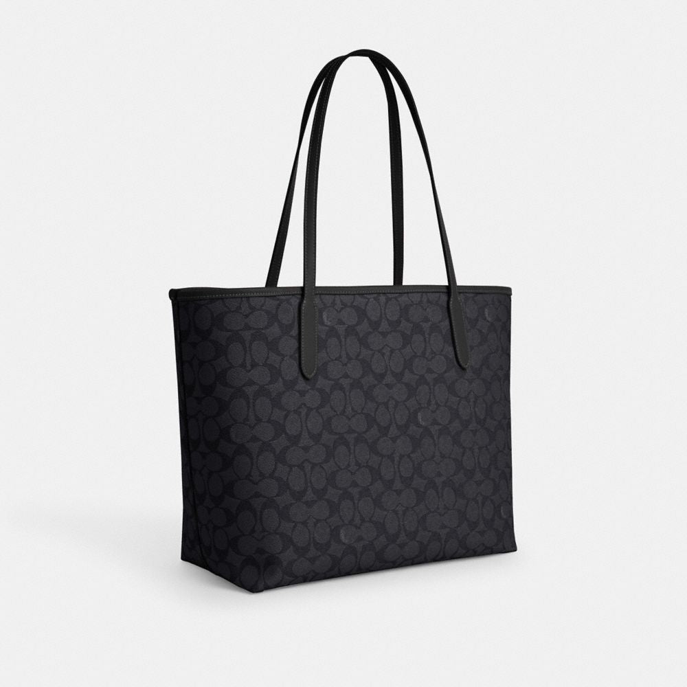 Coach City Tote Bag In Signature Canvas in gunmetal