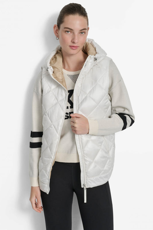 DKNY QUILTED HOODED VEST size L