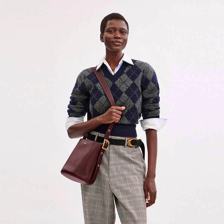 Coach Bleecker Bucket Bag 21 in burgundy