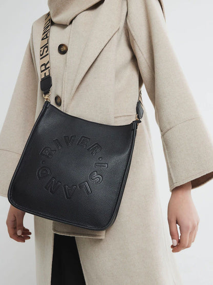 River Island Black Logo Messenger Cross-Body Bag