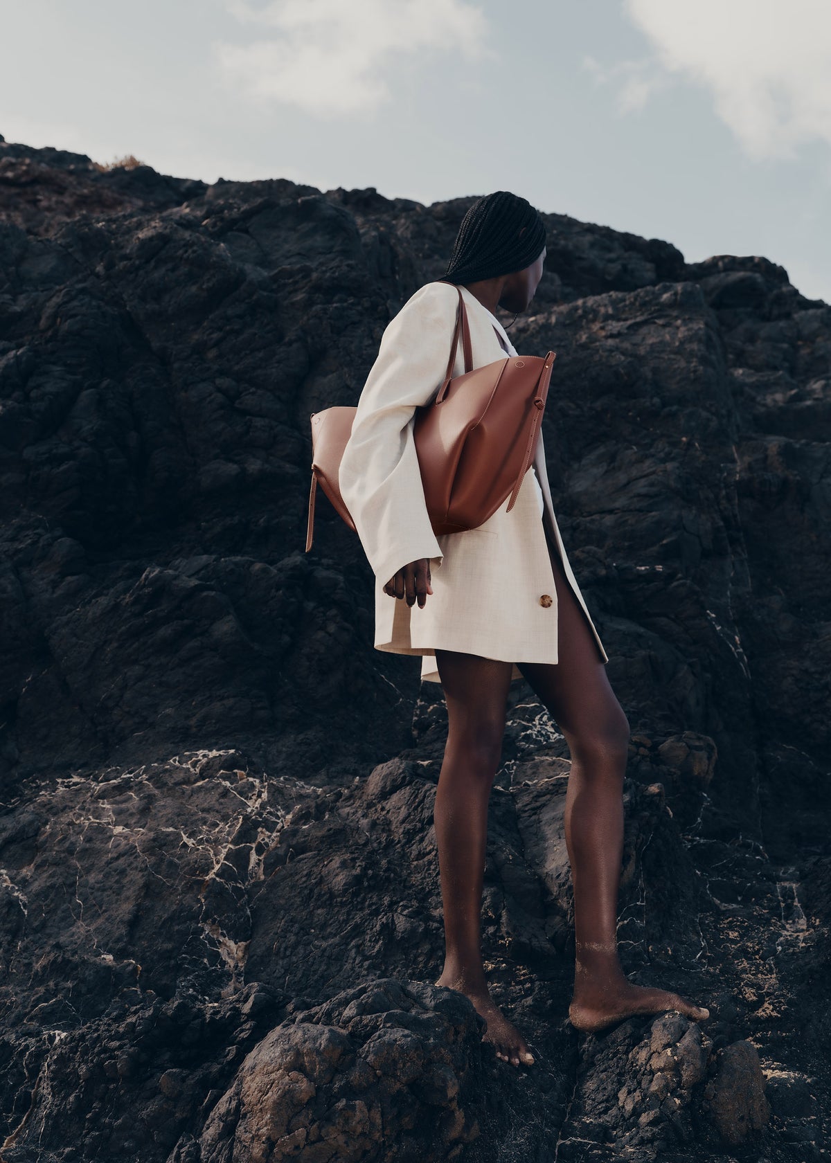 Polene Cyme edition textured cognac