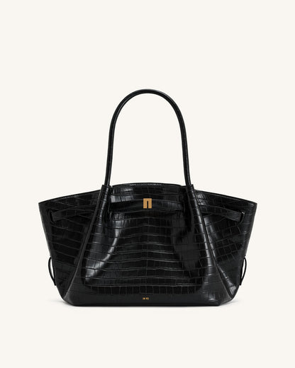 JW PEI Hana Medium Tote Bag - Black Croc
