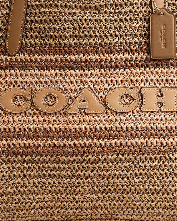 Coach city tote bag in straw