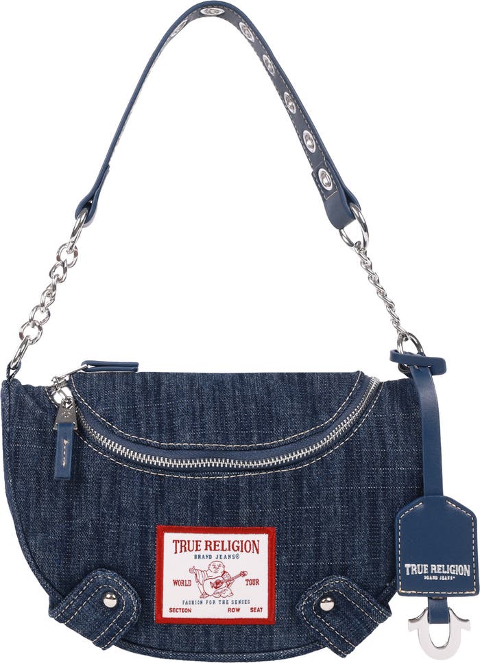 True Religion Studded Denim Shoulder Bag