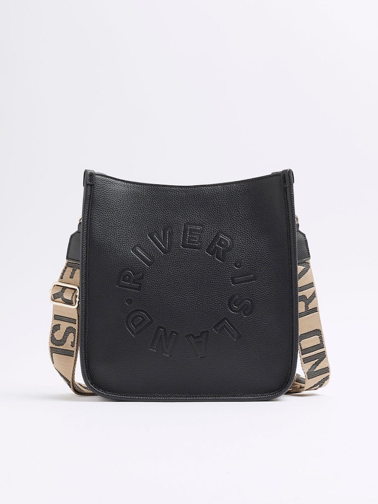 River Island Black Logo Messenger Cross-Body Bag