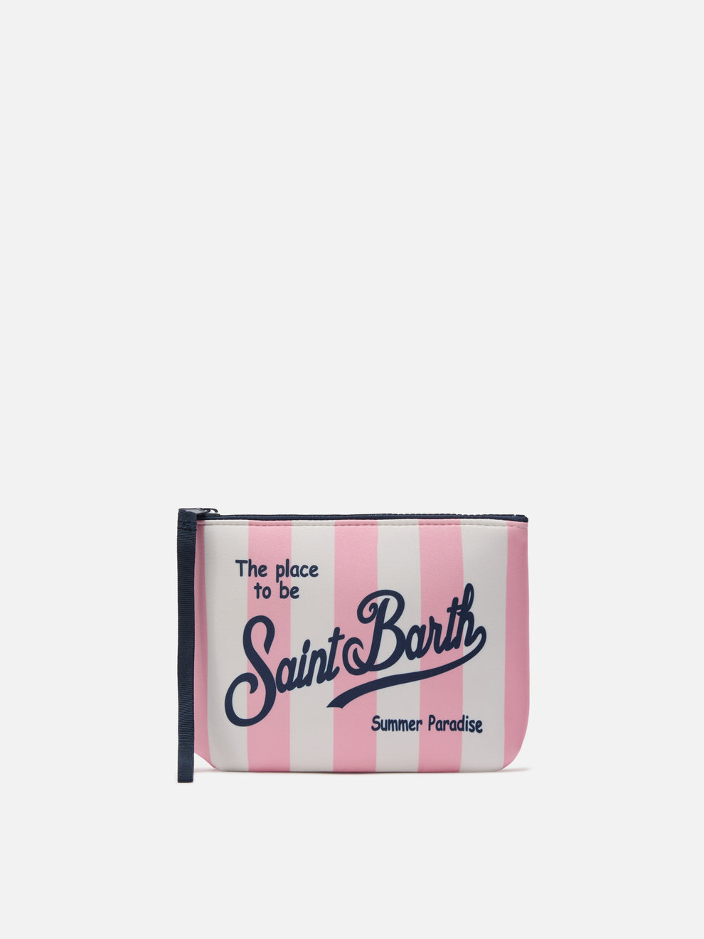 MC2 SAINT BARTH ALINE SCUBA POUCH WITH PINK STRIPED PRINT