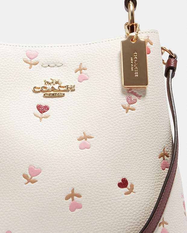Coach Small Town Bucket Bag With Heart Floral Print