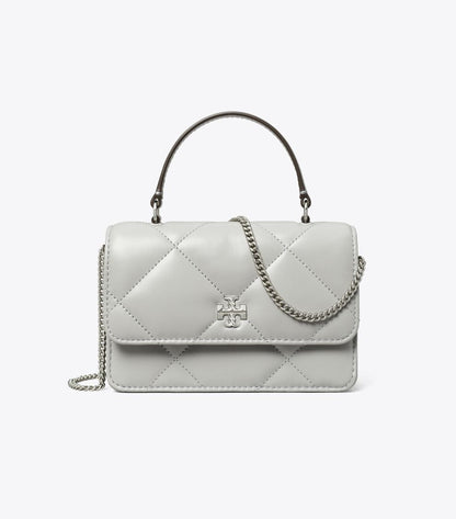 TORY BURCH MINI KIRA DIAMOND QUILT CHARM TOP-HANDLE CROSSBODY