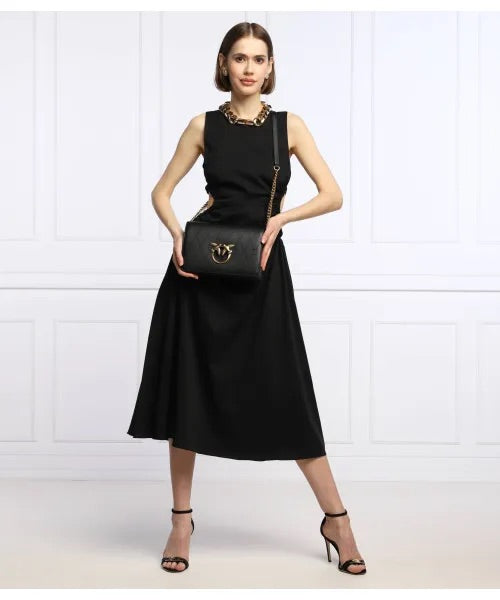 PINKO LOVE CLICK WAVE LOGO CL Leather Messenger Bag
