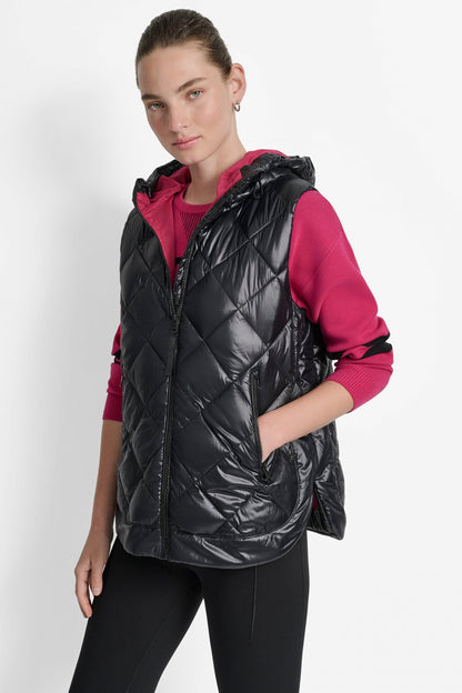 DKNY QUILTED HOODED VEST size M