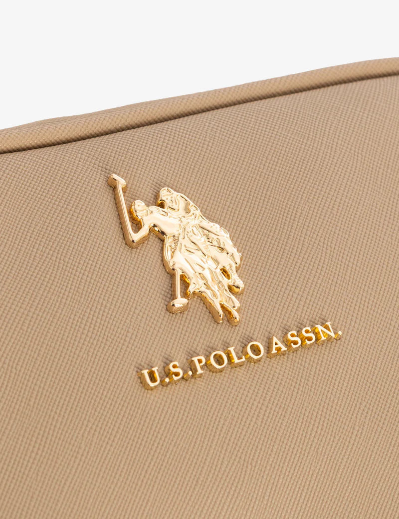 US Polo ASSN Classic Zip Crossbody Bag in beige