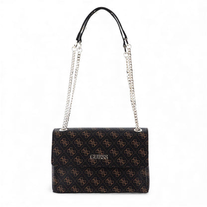 GUESS Washington Convertible Crossbody Flap Handbag Brown Multi Signature