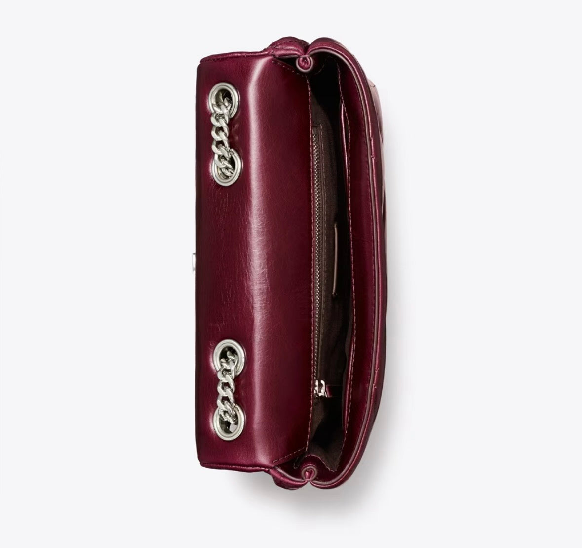 TORY BURCH SMALL KIRA DIAMOND QUILT DISTRESSED SHOULDER BAG IN BURGUNDY