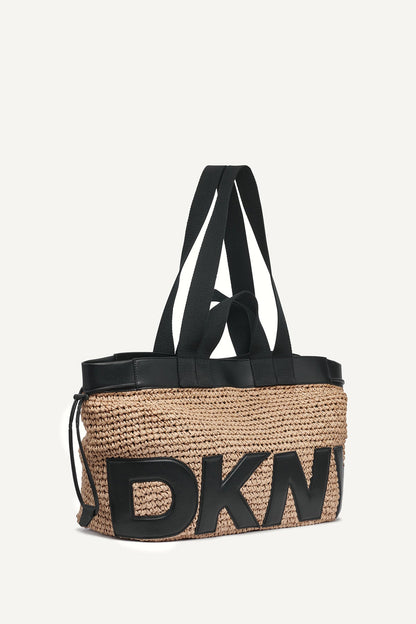 DKNY BARDOT RAFFIA LOGO TOTE