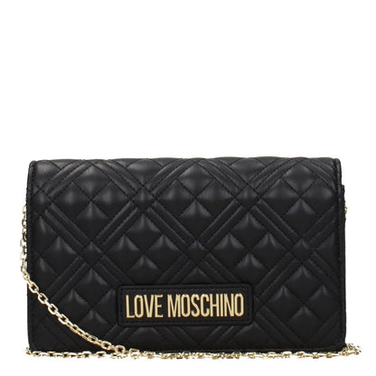 Love Moschino Clutches Women Polyurethane Black/Gold