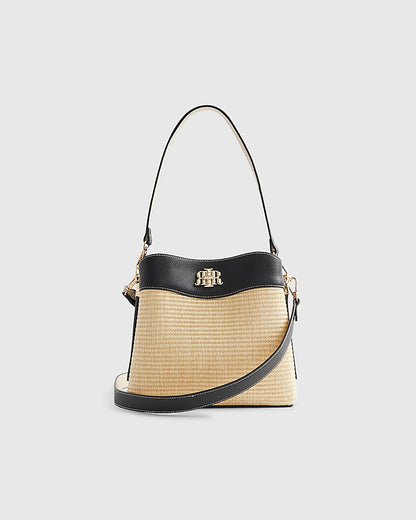 River island Beige Raffia Bucket Bag