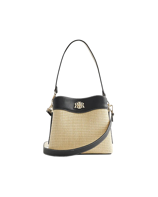 River island Beige Raffia Bucket Bag