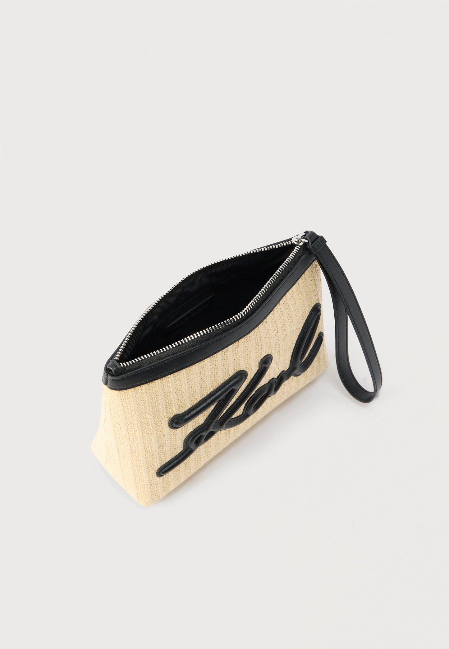 KARL LAGERFELD SIGNATURE POUCH - Clutch - natural/black