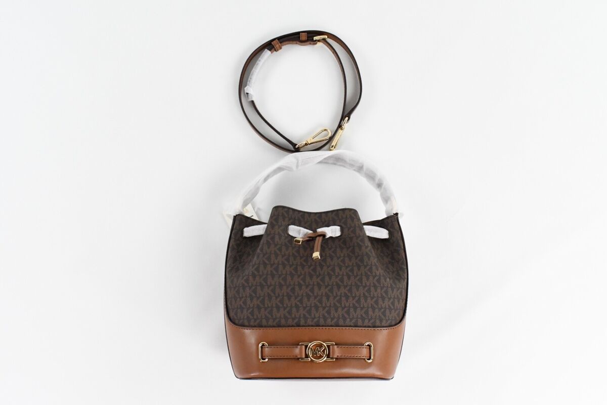 Michael Kors Reed Medium Leather Bucket Signature Crossbody Bag MK