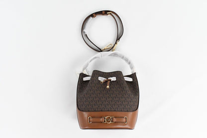Michael Kors Reed Medium Leather Bucket Signature Crossbody Bag MK
