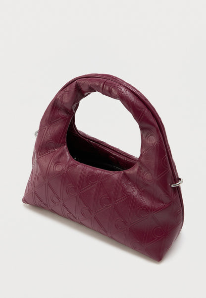 Calvin Klein Puffer Emblem Logo Small Bag in burgundy