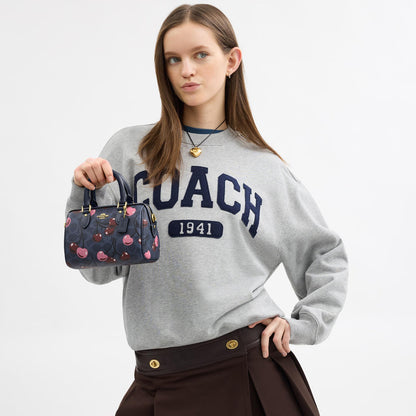 Coach Rowan Medium Crossbody Bag In Coach Print Canvas With Cherry Print