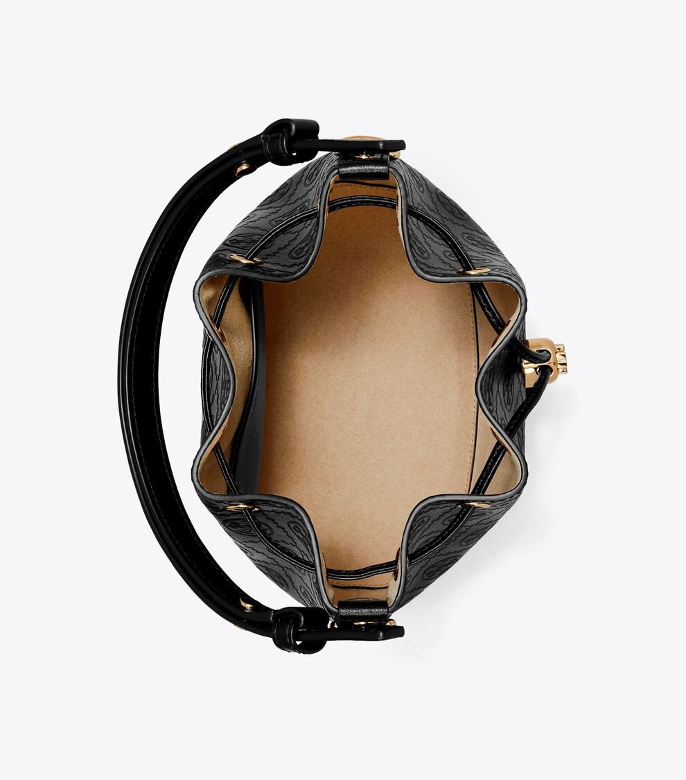 TORY BURCH T MONOGRAM LEATHER BUCKET BAG