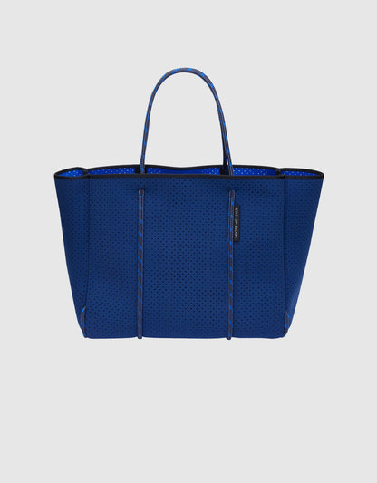 State of escape medium tote bag Flying Solo tote in navy: electric blue (dual tone)