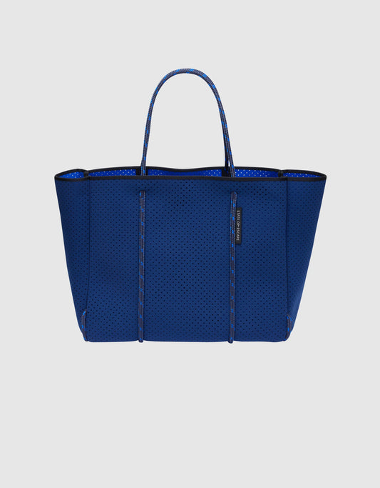 State of escape medium tote bag Flying Solo tote in navy: electric blue (dual tone)