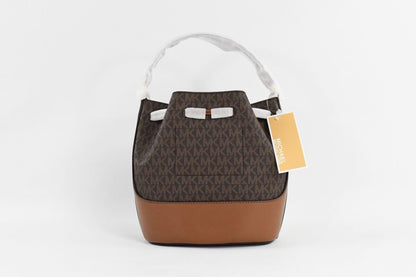 Michael Kors Reed Medium Leather Bucket Signature Crossbody Bag MK