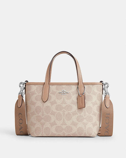 Coach City Mini Tote Bag In Signature Canvas silver sand taupe