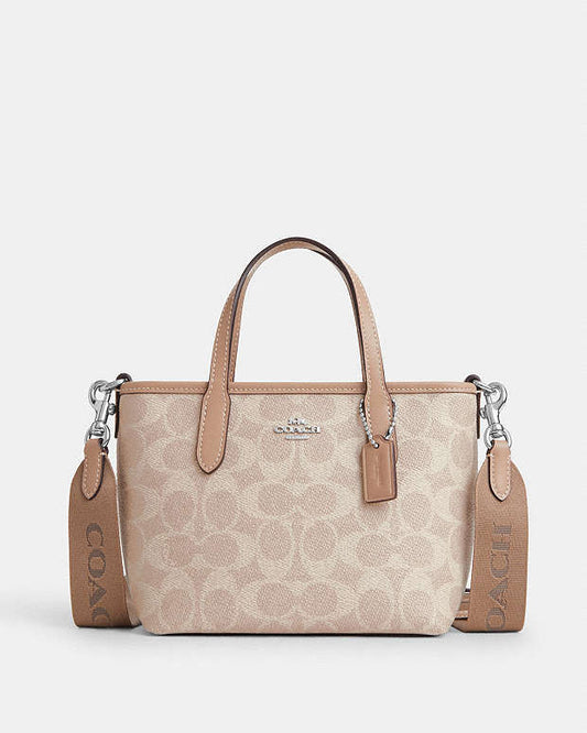 Coach City Mini Tote Bag In Signature Canvas silver sand taupe