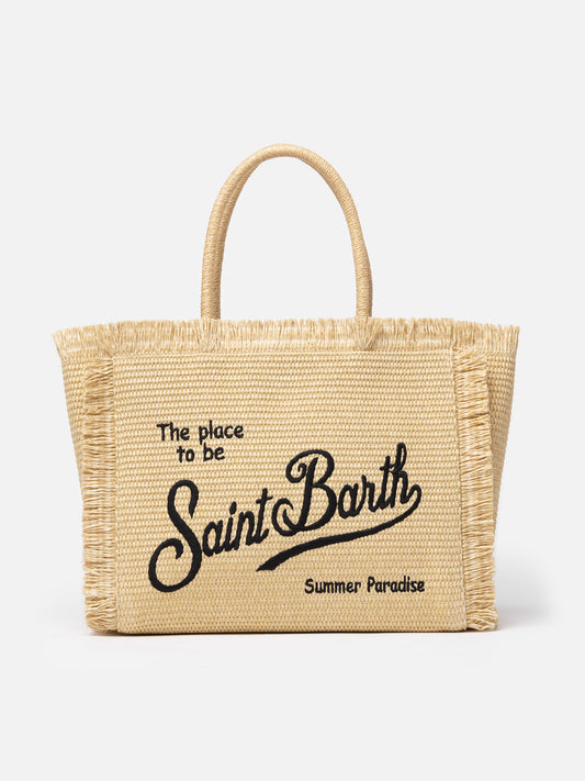MC2 SAINT BARTH BEIGE STRAW EFFECT VANITY TOTE BAG