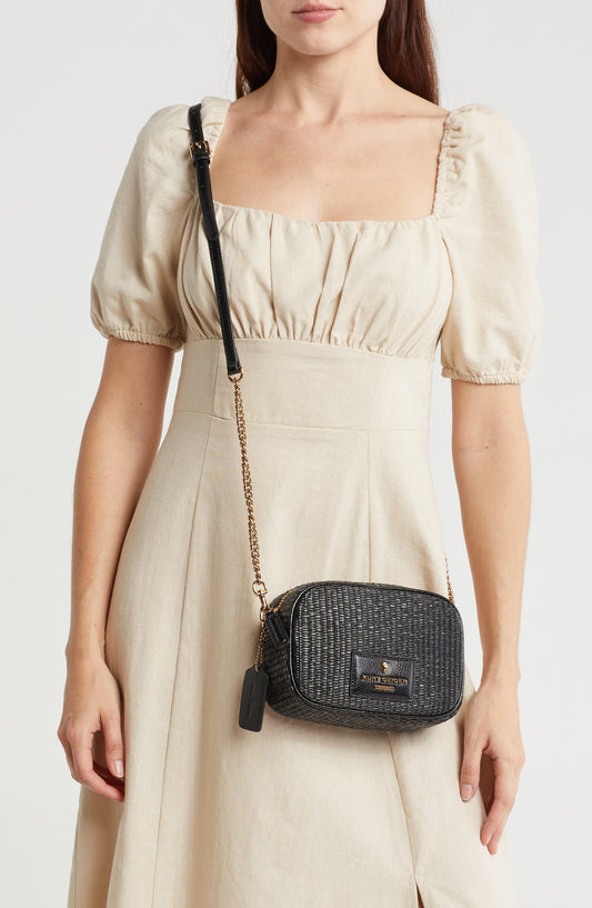 Kurt Geiger London Chiswick Raffia Camera Bag in black