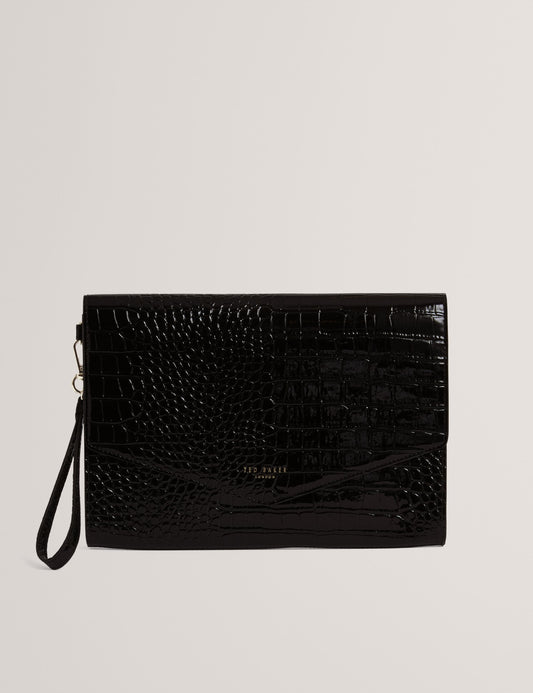 Ted Baker Patent Faux Leather Croc Effect Clutch Bag
