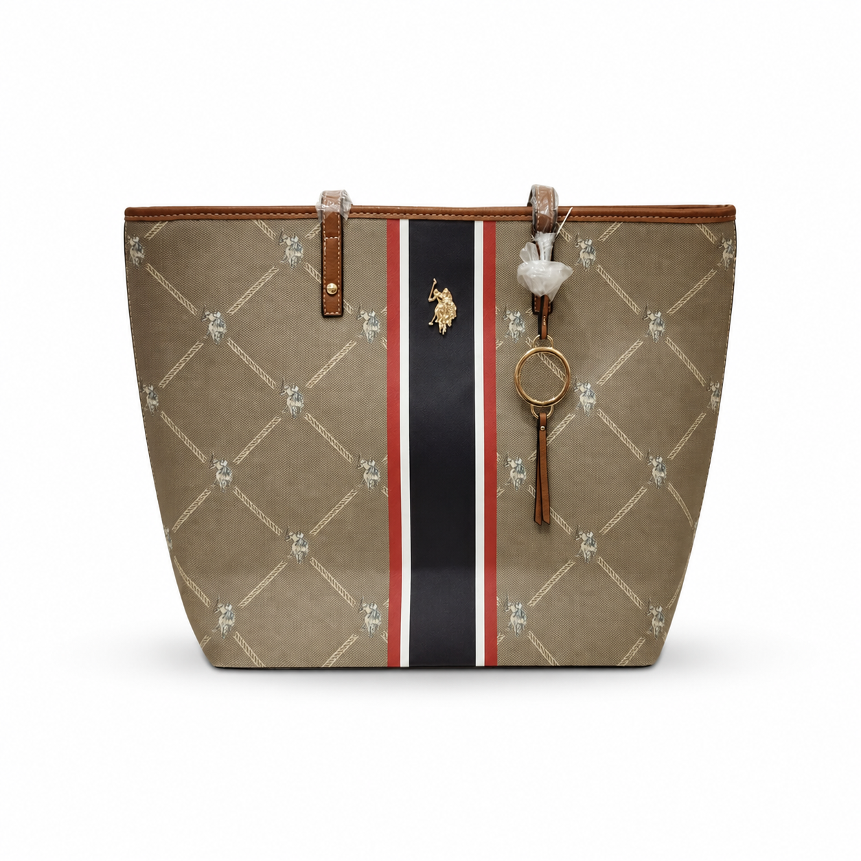 US Polo Shoulder Bag Beige x navy