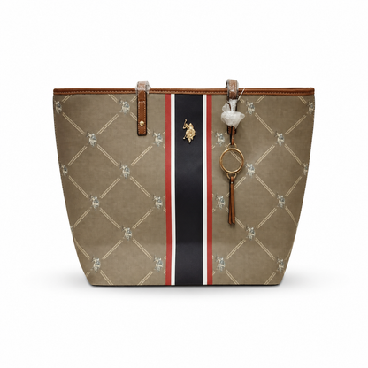 US Polo Shoulder Bag Beige x navy