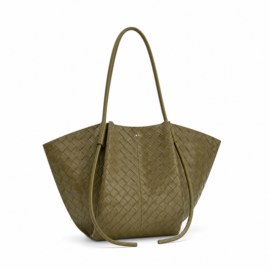 JW PEI Nala Wide Weave Texture Tote Bag in Olive Green