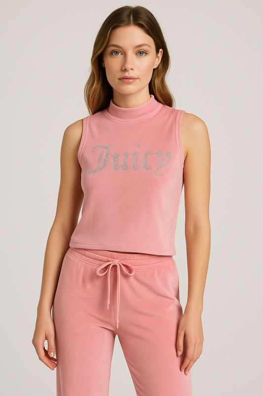 Juicy Couture Velour 2 Pcs Sleepwear PAJAMA Tank Pants Size S Pink Lemonade