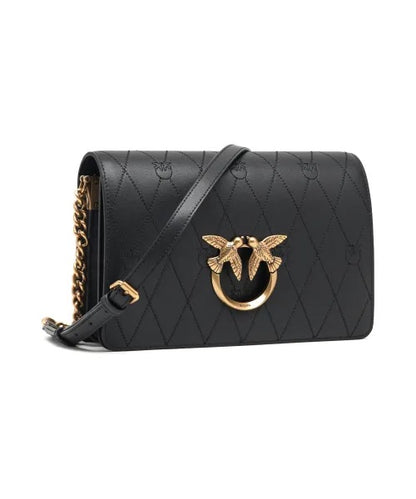 PINKO LOVE CLICK WAVE LOGO CL Leather Messenger Bag