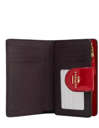 Coach Medium Corner Zip Wallet With Signature Leather in red