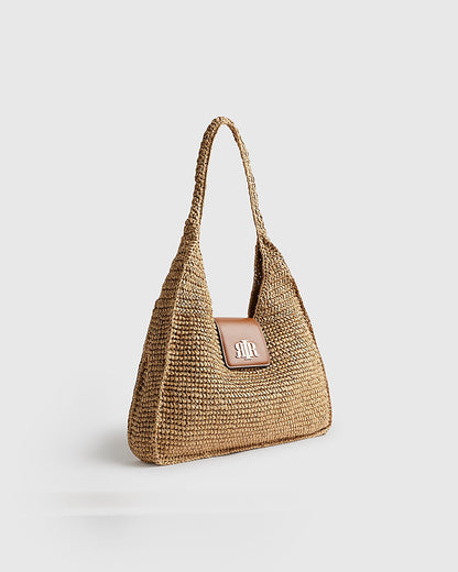 River island Beige Raffia Flap Front Shoulder Bag