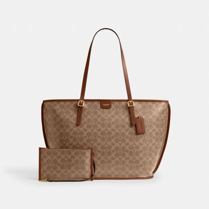 Coach Taxi Tote Bag In Signature Canvas in tan sable