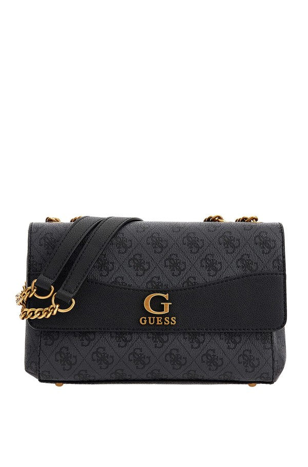 GUESS Nell Logo Convertible Crossbody Flap Coal Logo