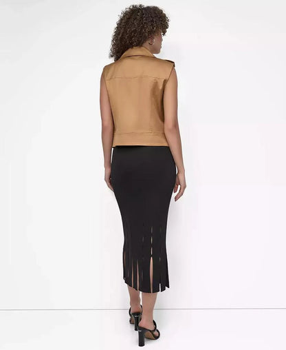 DKNY Faux Leather Moto Vest size L