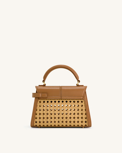 JW PEI Elise Faux Bamboo Woven Top Handle Bag