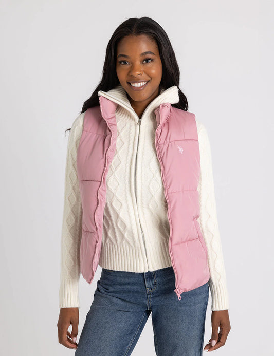 U.S. Polo Assn. Classic Puffer Vest in pink size L